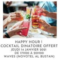 Happy hour (cocktail dinatoire offert) ! - COMPLET - Jeudi 14 janvier 2021 de 17h00 à 20h00